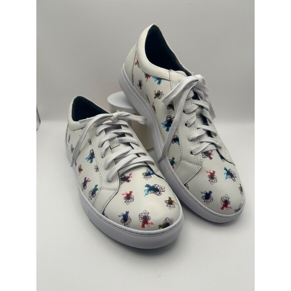 Robert Graham Men's Cuttlefish Low-top Leather Sneakers White Multi-Color SZ 9 - Picture 1 of 8